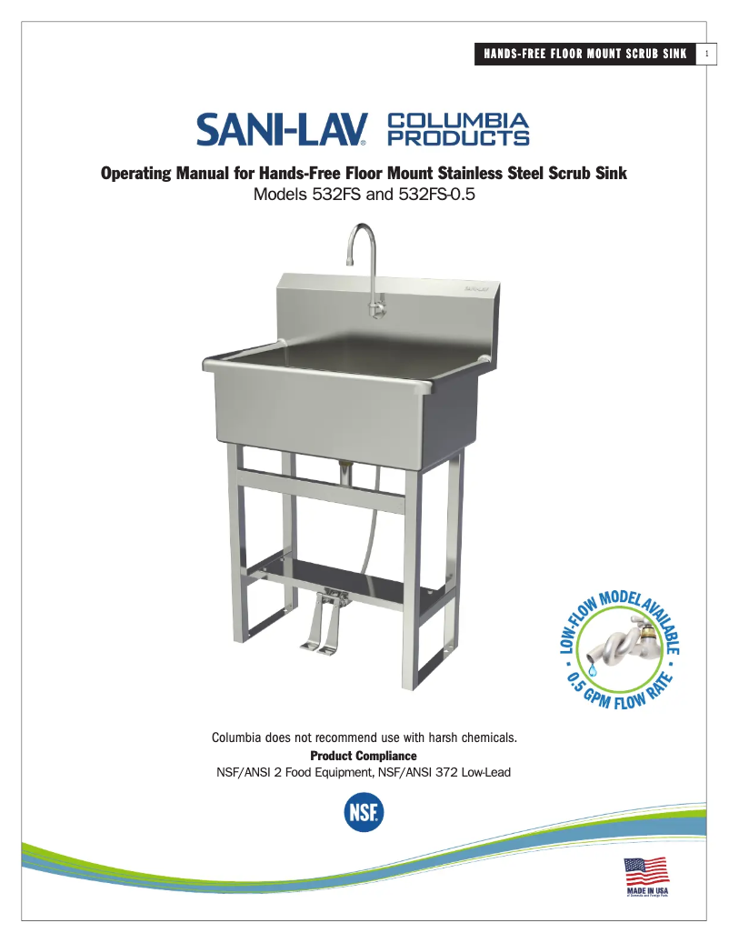 Page 1 de la notice Manuel utilisateur Sani-Lav 532FS