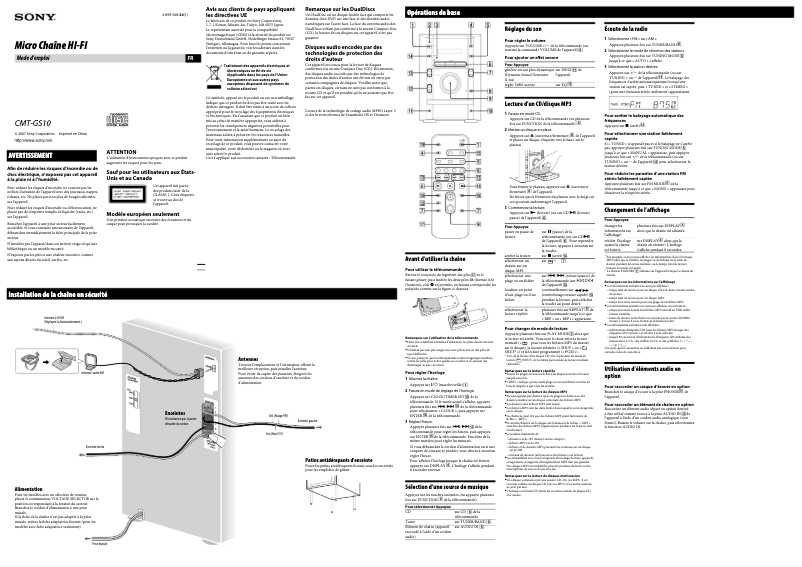 Page n°1 - Manuel utilisateur Sony CMT-GS10