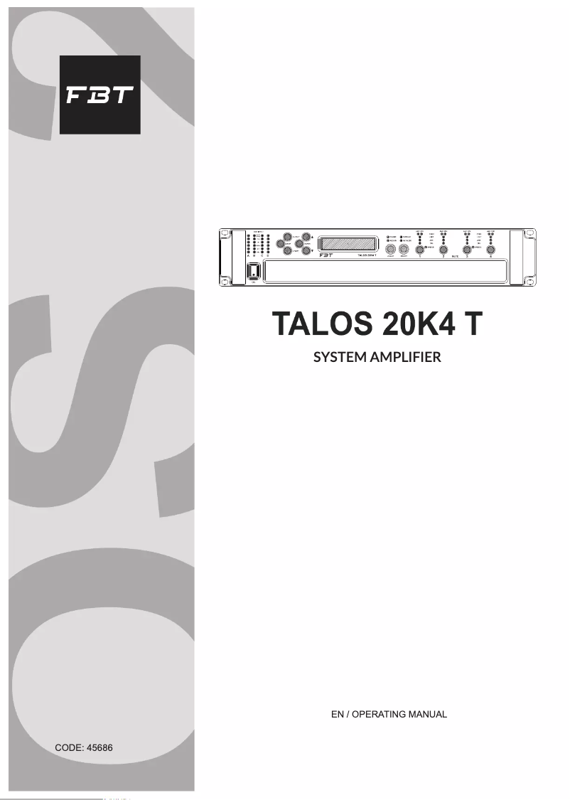 Page n°1 - Manuel utilisateur FBT TALOS 20K4 T