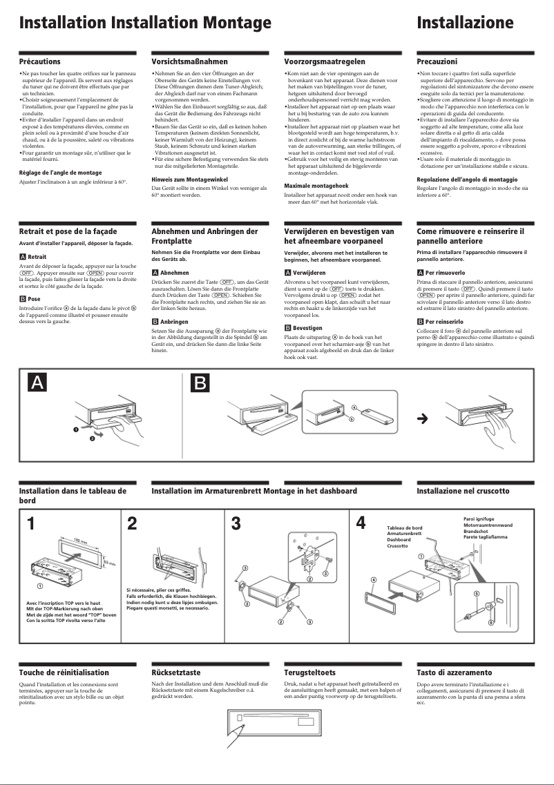Page 1 de la notice Guide d'installation Sony CDX-C780R