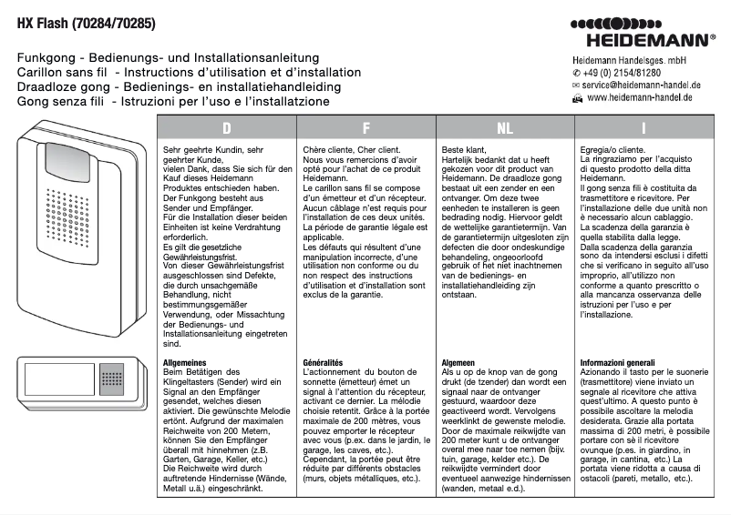 Page 1 de la notice Manuel utilisateur Heidemann HX Flash 70285