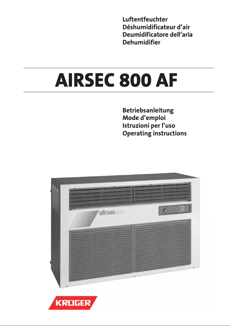 Página 1 del manual Manual de usuario Krüger Airsec 800 AF