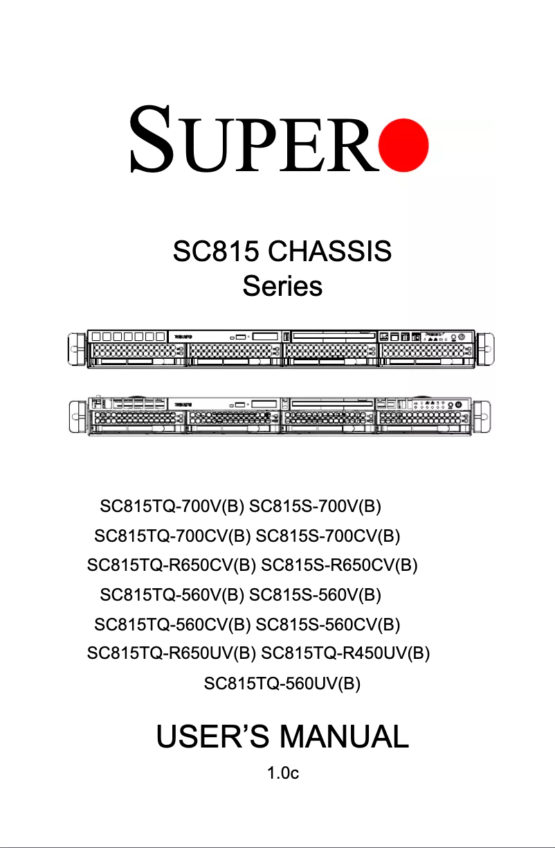 Page 1 de la notice Manuel utilisateur Supermicro SuperChassis SC815