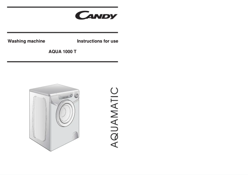 Page 1 de la notice Manuel utilisateur Candy AQUA 1000 T-80
