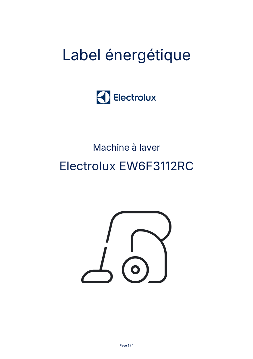 Page n°1 - Label énergétique Electrolux EW6F3112RC