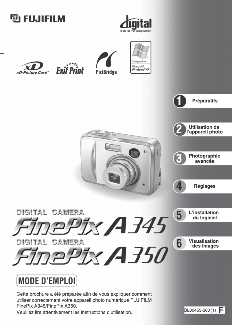 Image de la première page du manuel de l'appareil FinePix A345