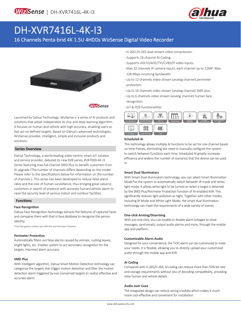 Image de la première page du manuel de l'appareil XVR7416L-4K-I3