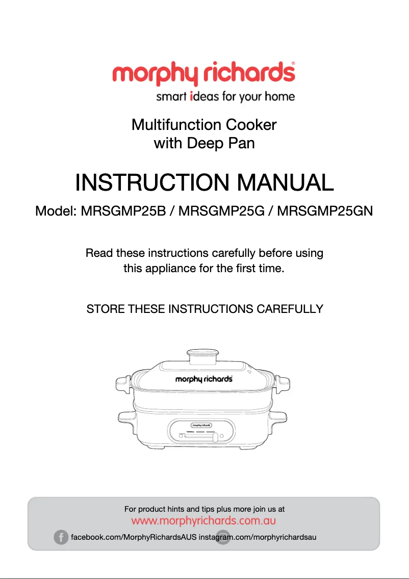 Page 1 de la notice Manuel utilisateur Morphy Richards MRSGMP25B