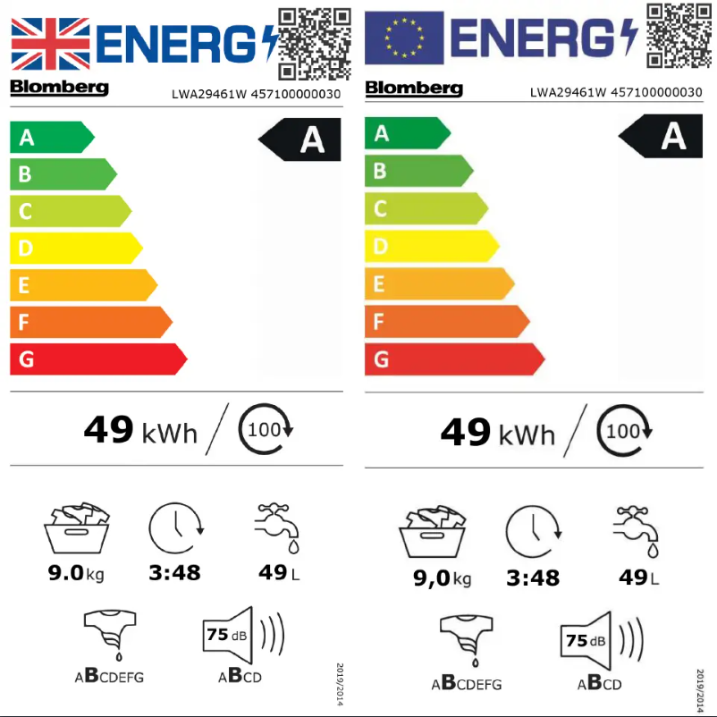 Page n°1 - Label énergétique Blomberg LWA29461W