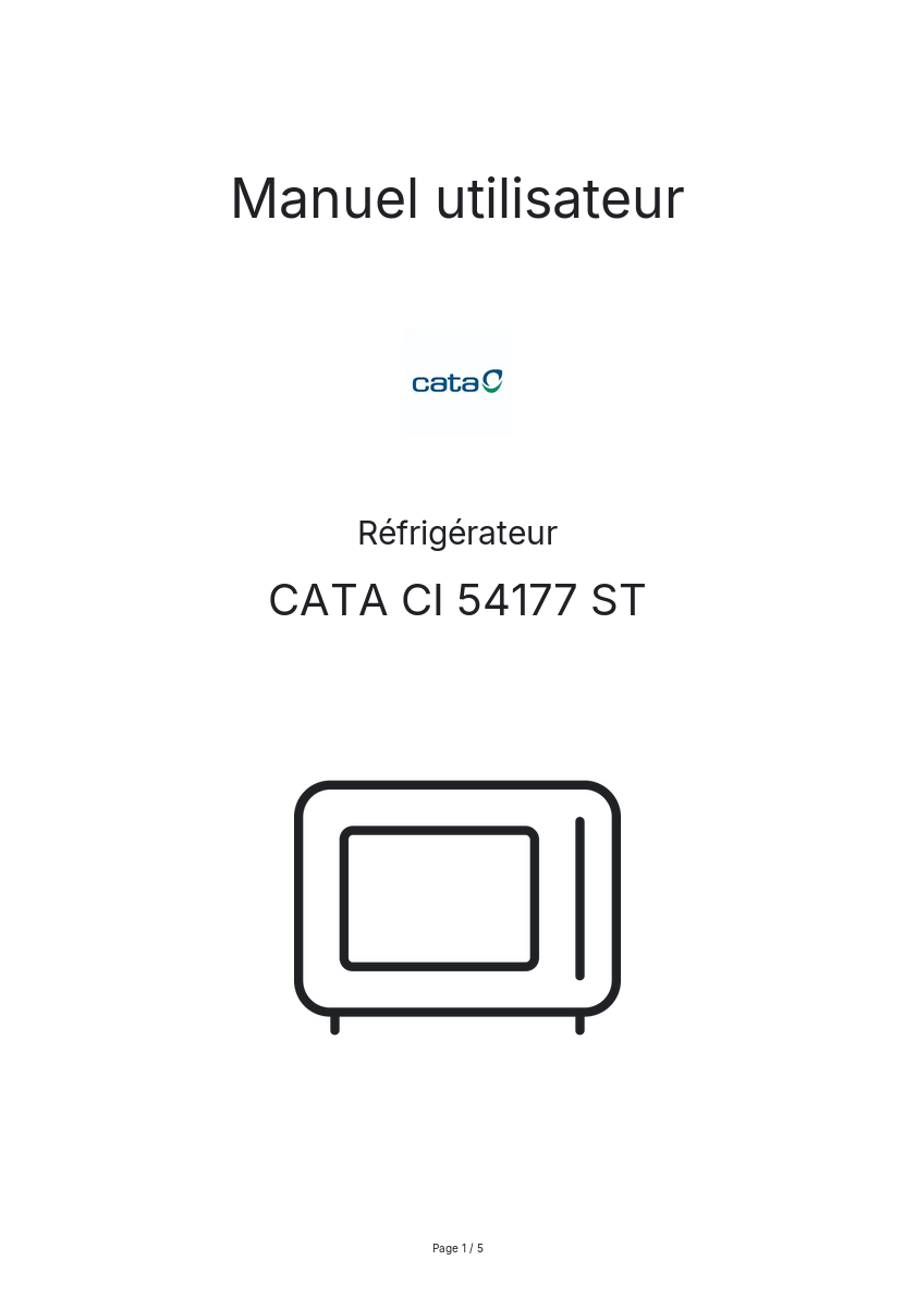 Image de la première page du manuel de l'appareil CI 54177 ST