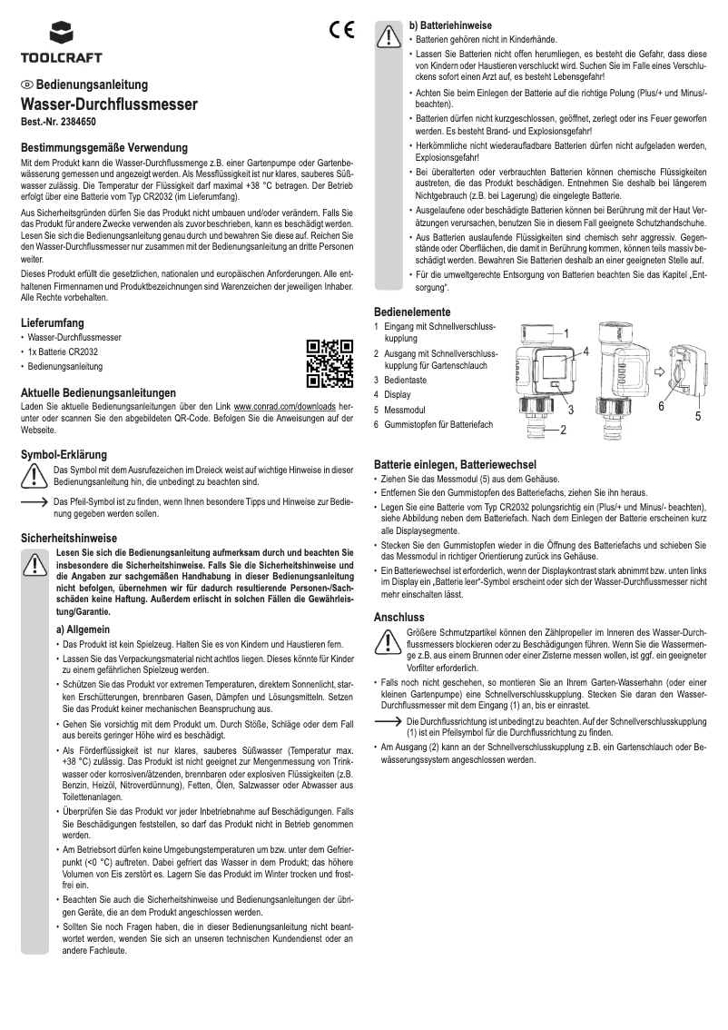 Page 1 de la notice Manuel utilisateur Toolcraft TO-7153950