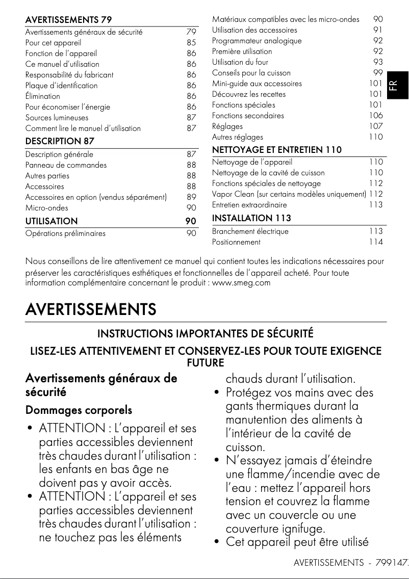 Page n°1 - Manuel utilisateur Smeg SO4102M1G
