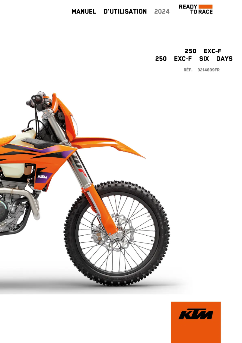 Page n°1 - Manuel utilisateur KTM 250 EXC-F Six Days (2024)
