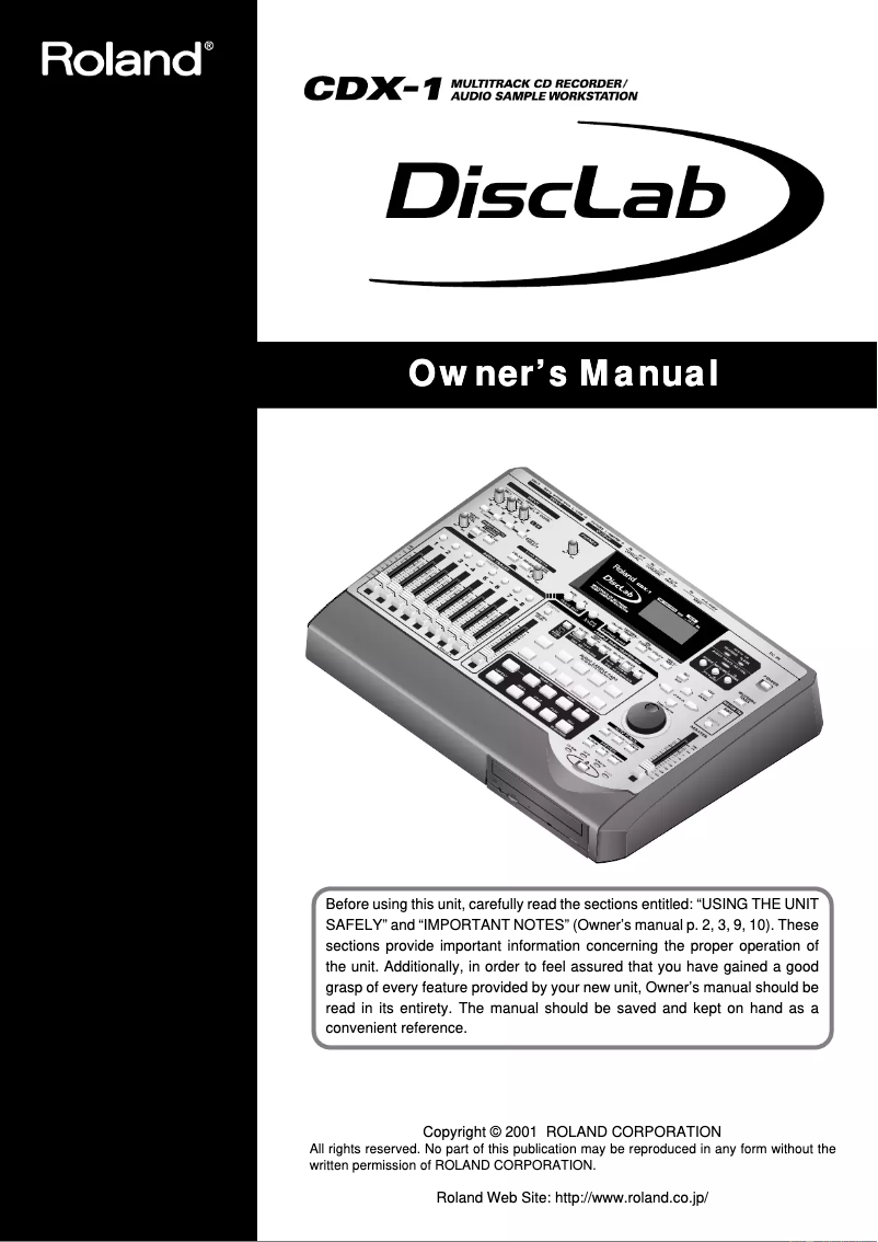 Page 1 de la notice Manuel utilisateur Roland CDX-1