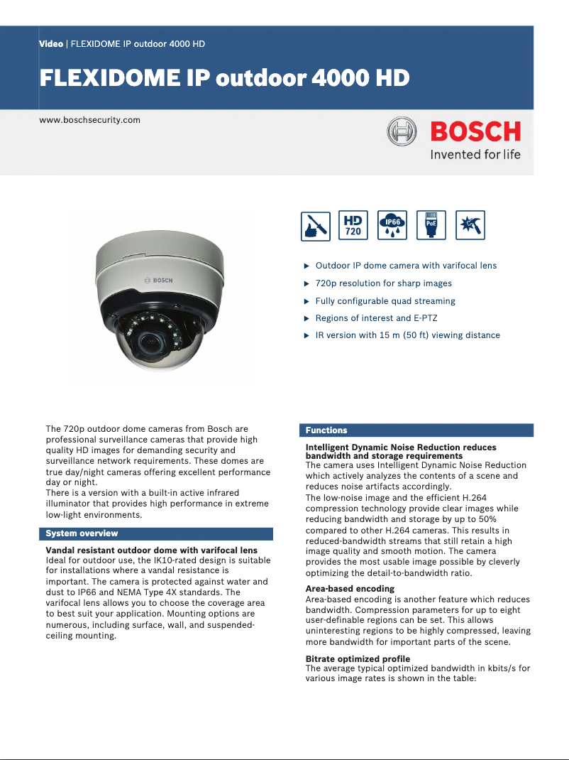 Page n°1 - Manuel utilisateur Bosch FLEXIDOME IP outdoor 4000 HD