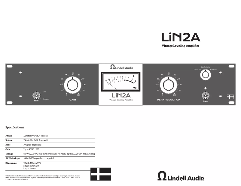 Page 1 de la notice Manuel utilisateur Lindell Audio LiN2A