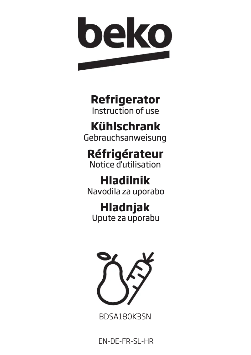 Image de la première page du manuel de l'appareil BDSA180K3SN