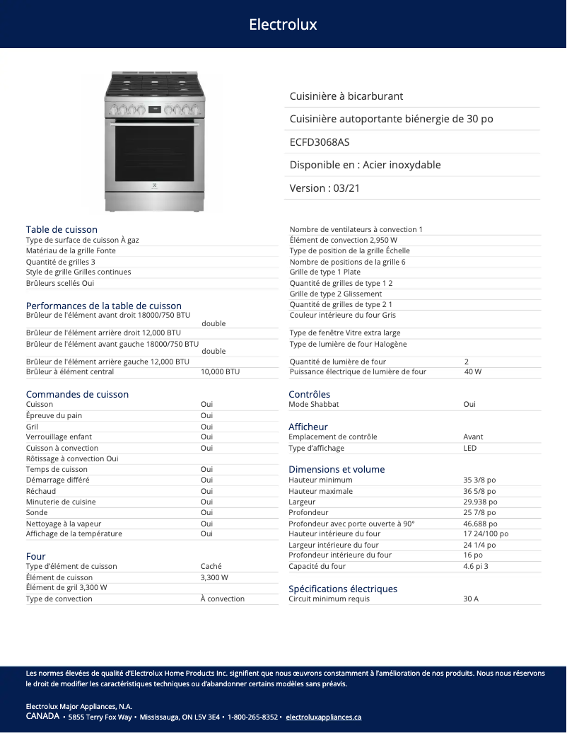 Image de la première page du manuel de l'appareil ECFD3068AS