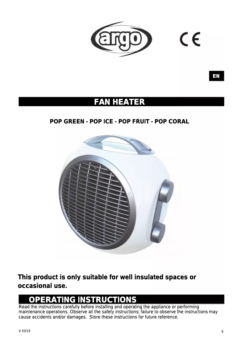 Page 1 of the manual User Manual ARGO Pop Fruit