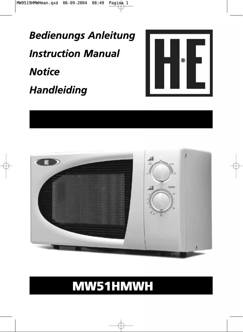 Page n°1 - Manuel utilisateur Holland Electro MW9519HMWH