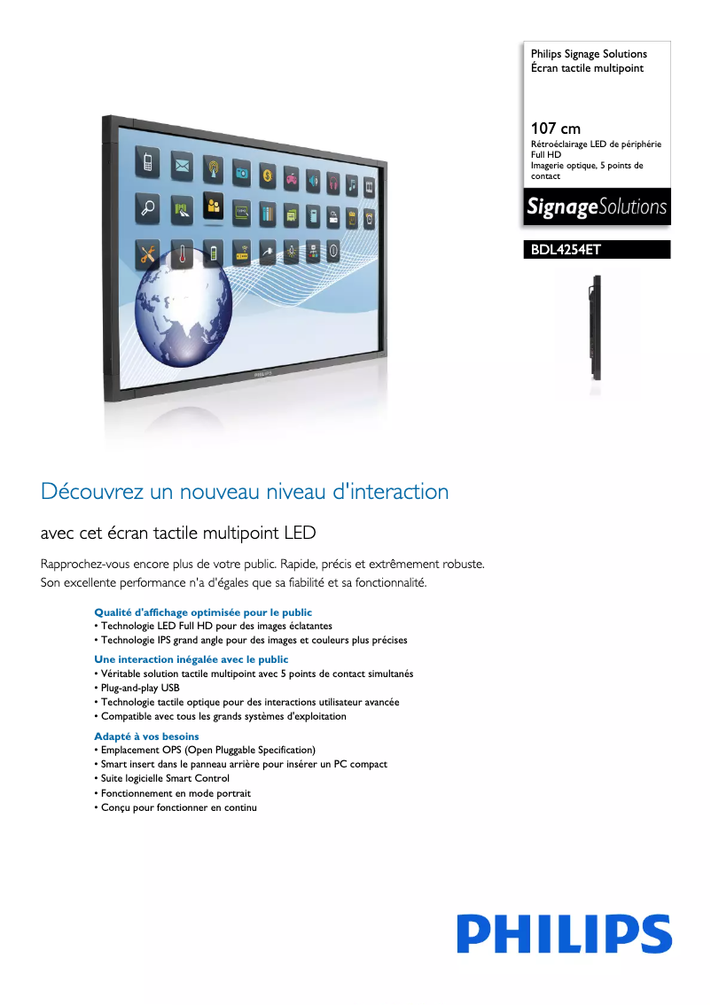 First page image of the manual for Signage Solutions BDL4254ET