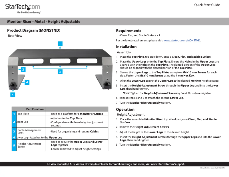 Page 1 de la notice Manuel utilisateur StarTech.com MONSTND