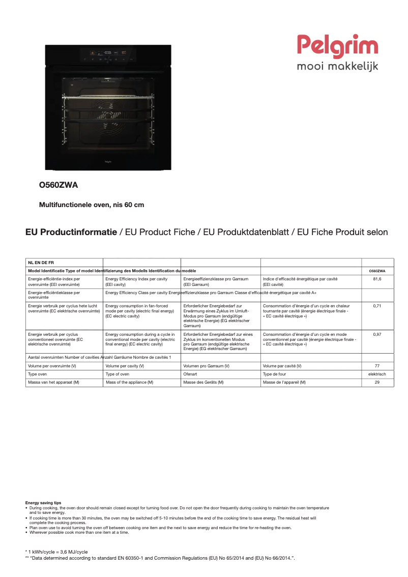 Image de la première page du manuel de l'appareil O560ZWA