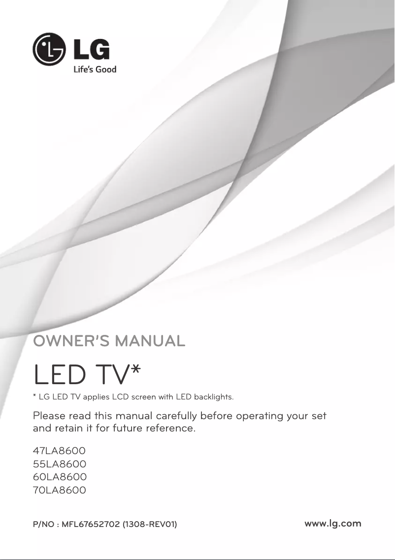 Page 1 of the manual User Manual LG 70LA8600