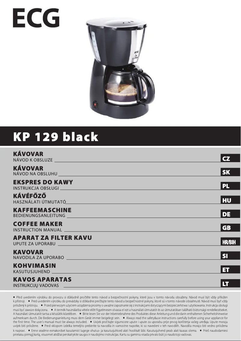 Image de la première page du manuel de l'appareil KP 129