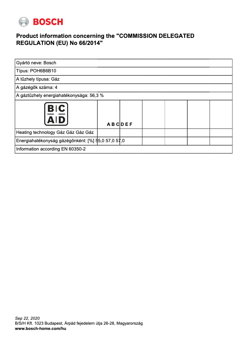 Page 1 de la notice Manuel utilisateur Bosch POH6B6B10
