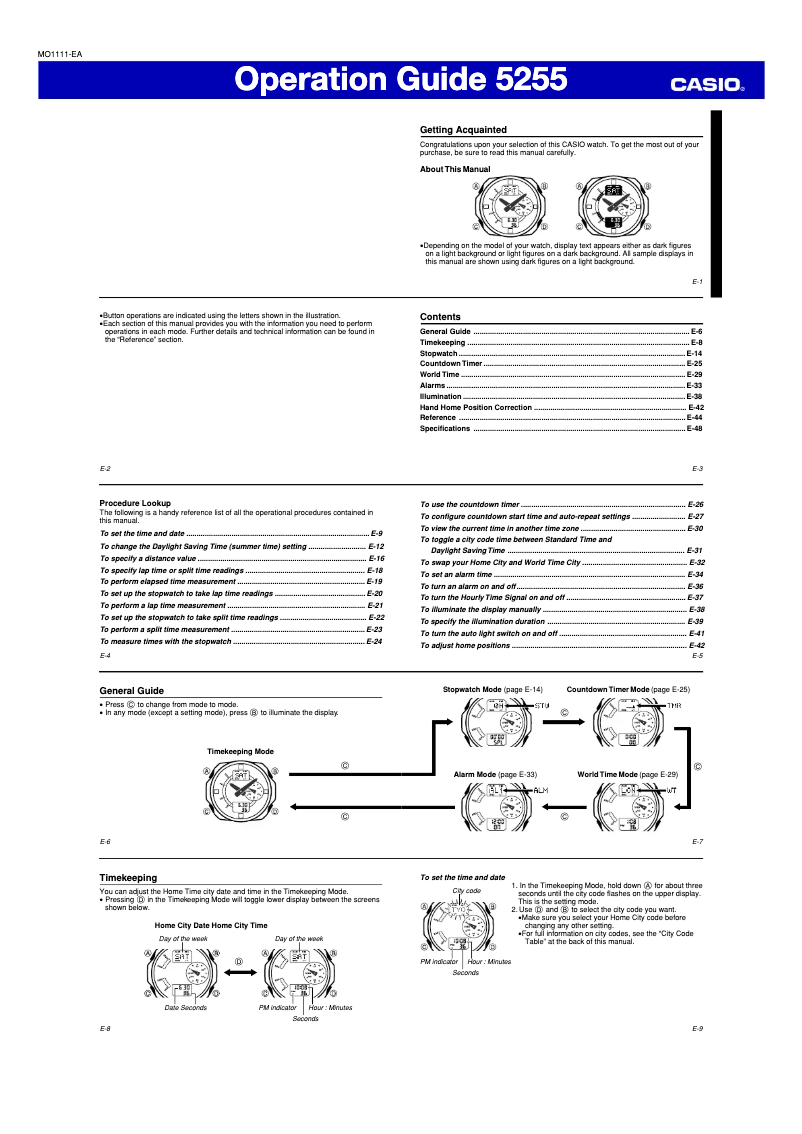Page 1 de la notice Manuel utilisateur Casio 5255