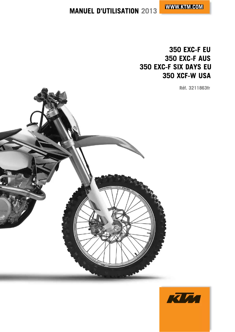 Image de la première page du manuel de l'appareil 350 EXC-F (2013)