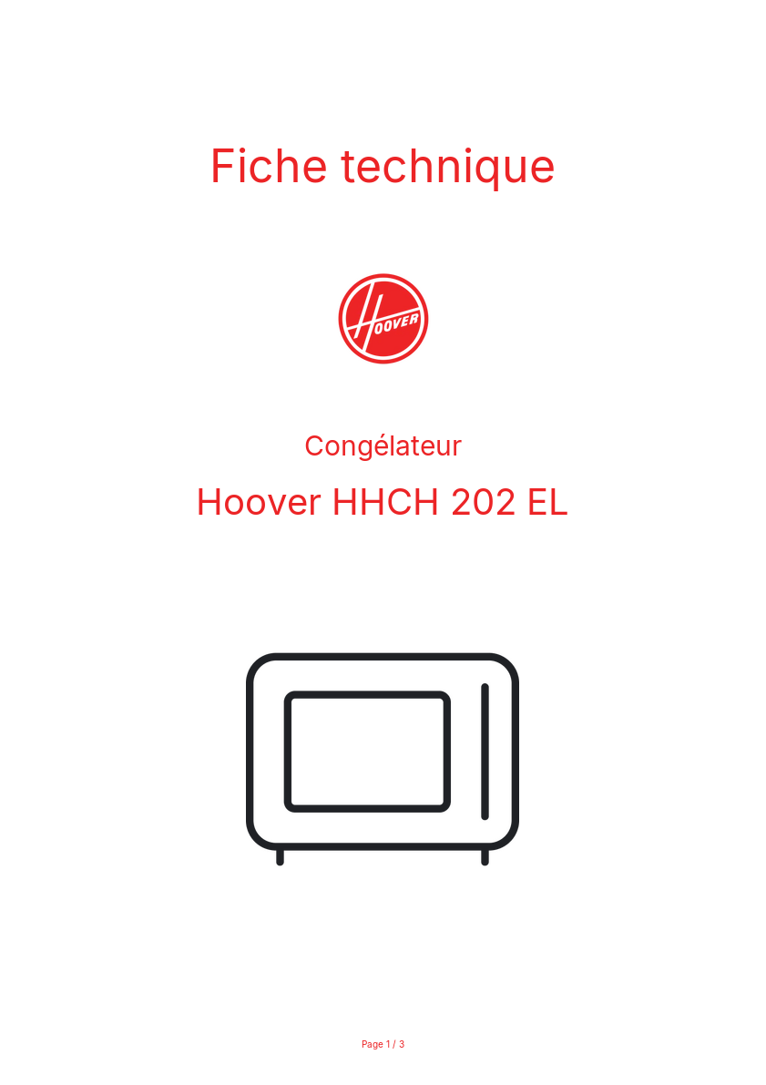 Page n°1 - Fiche technique Hoover HHCH 202 EL