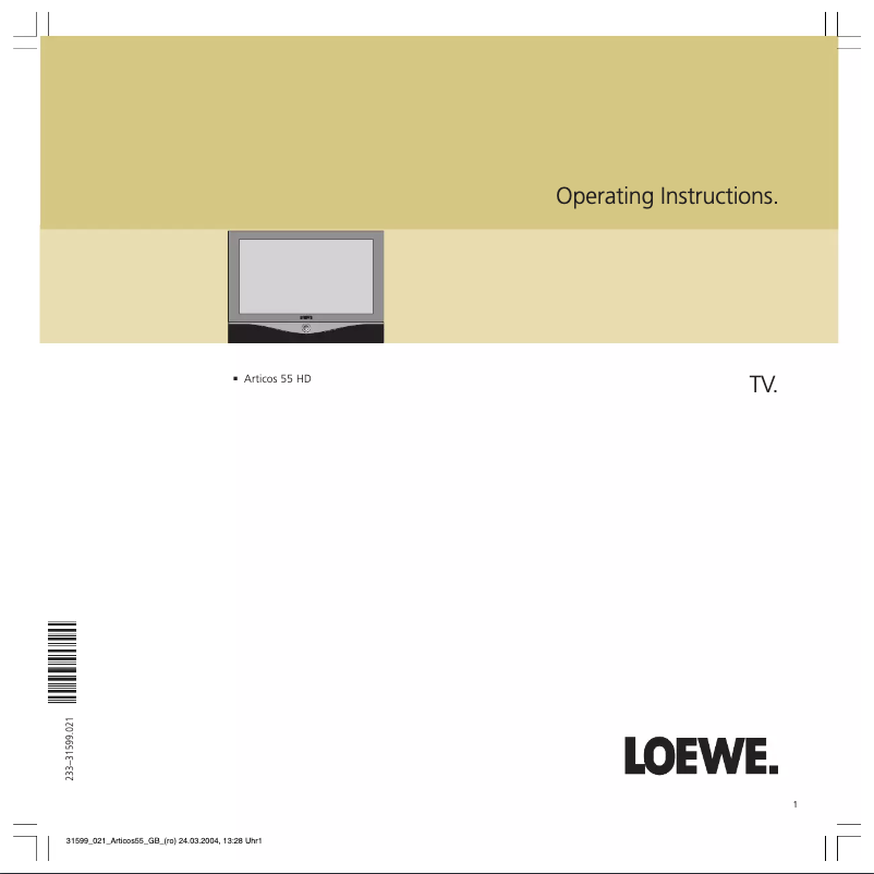 Page n°1 - Manuel utilisateur Loewe Articos 55 HD