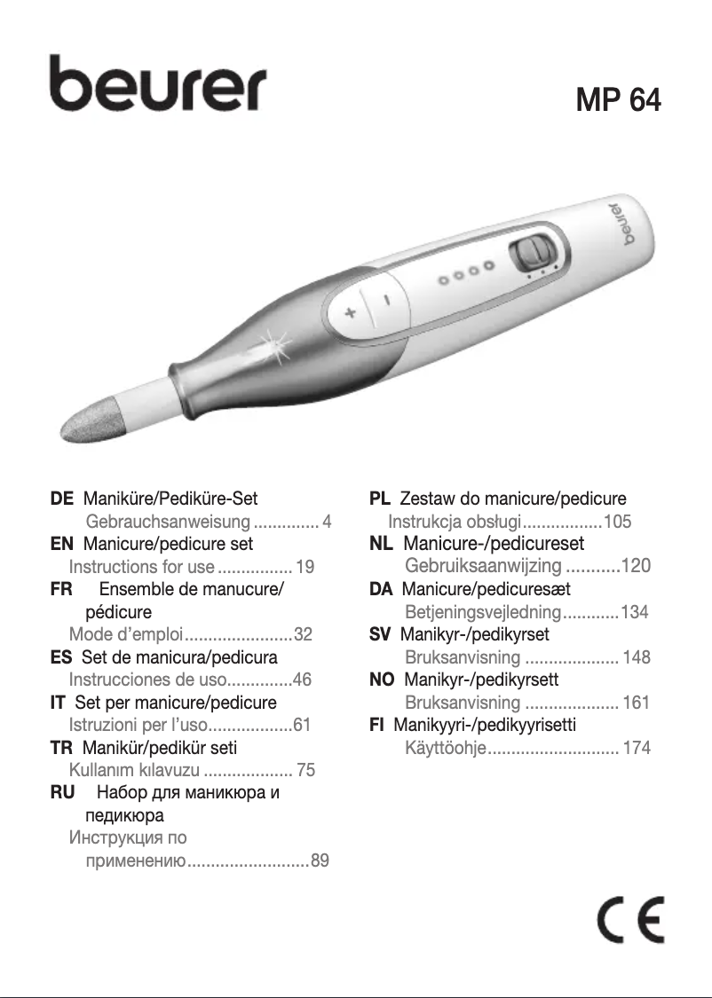Página 1 del manual Manual de usuario Beurer MP 64