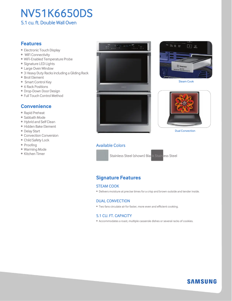 Page 1 de la notice Informations de garantie Samsung NV51K6650DS