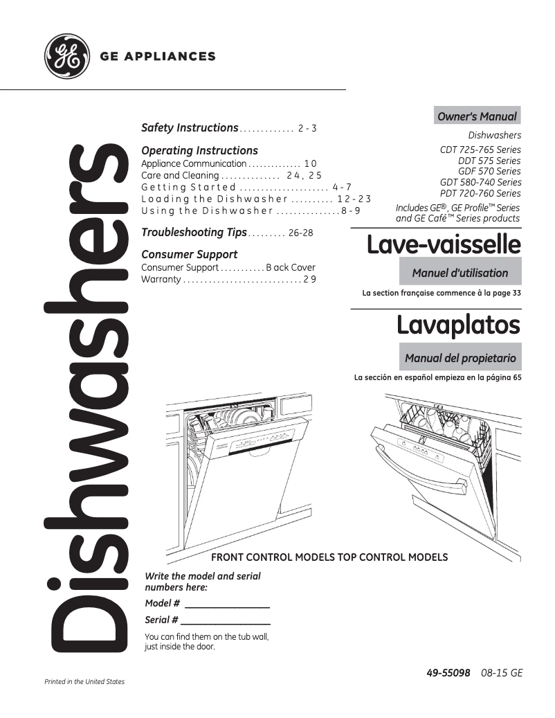 Image de la première page du manuel de l'appareil Profile PDT760SSJSS