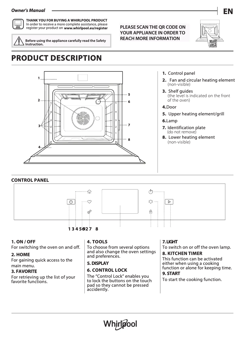 Página 1 del manual Guía de instalación Whirlpool WOI98HT2SSMA