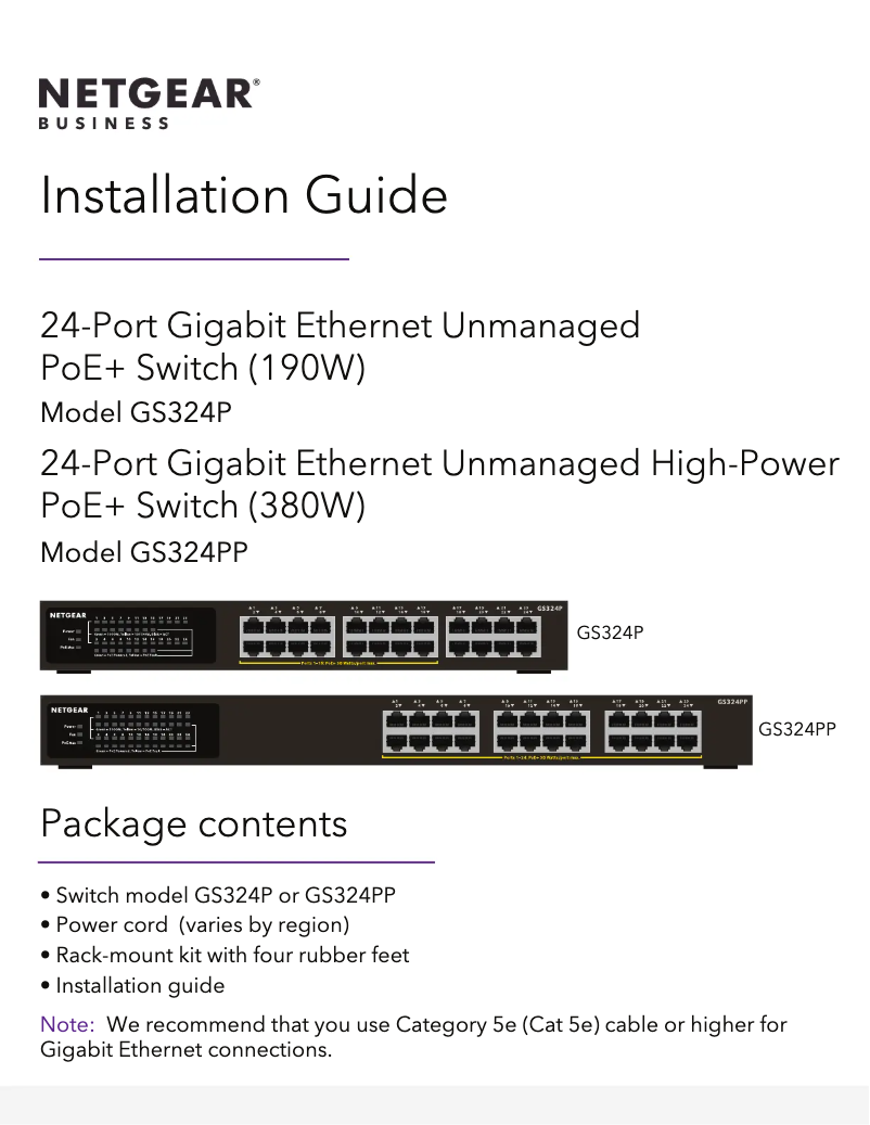 Page n°1 - Mode d'emploi Netgear GS324PP
