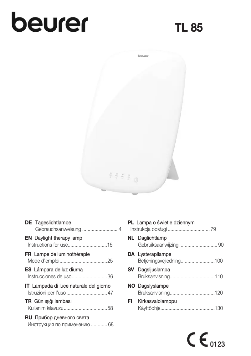 Page n°1 - Manuel utilisateur Beurer TL 85