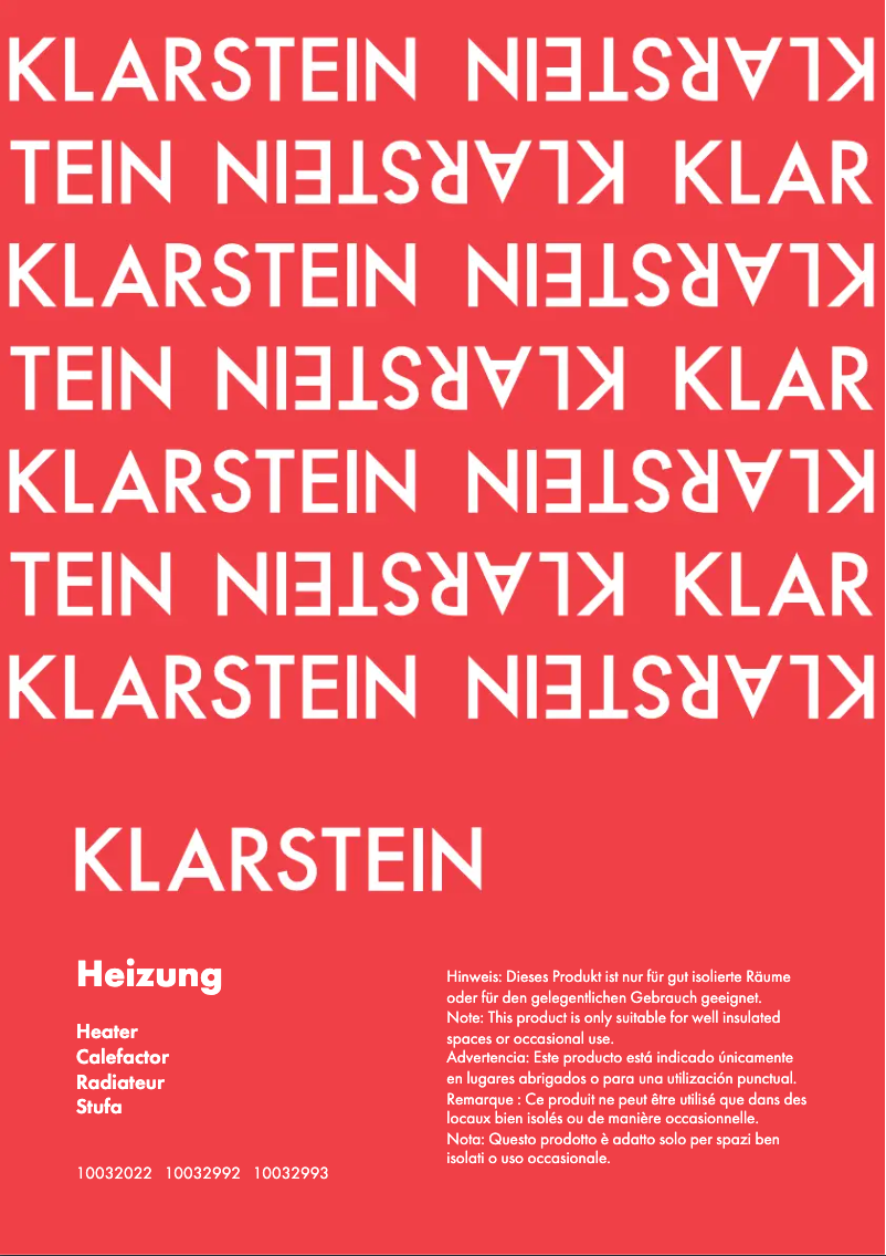 Página 1 del manual Manual de usuario Klarstein 10032992