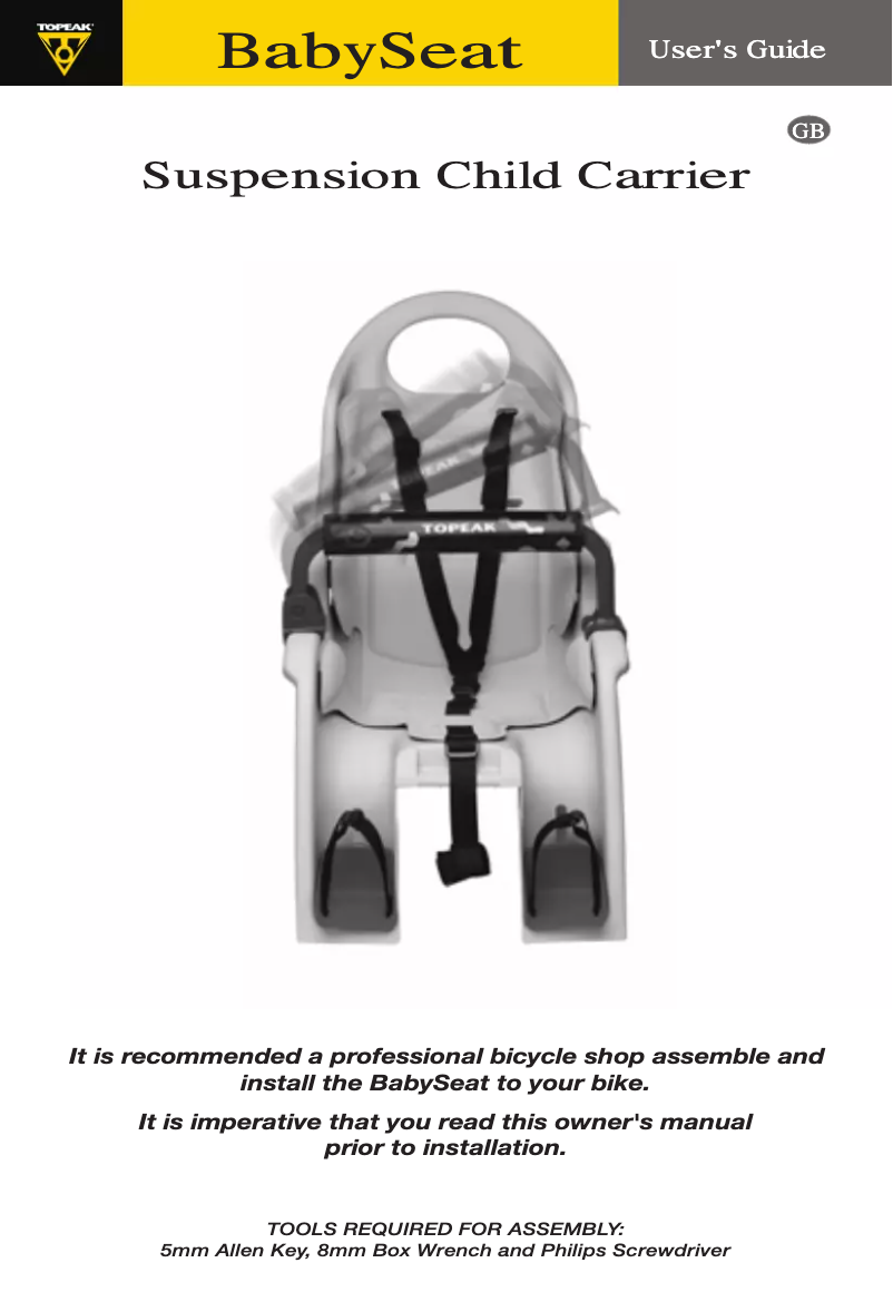 Page 1 de la notice Manuel utilisateur Topeak BabySeat