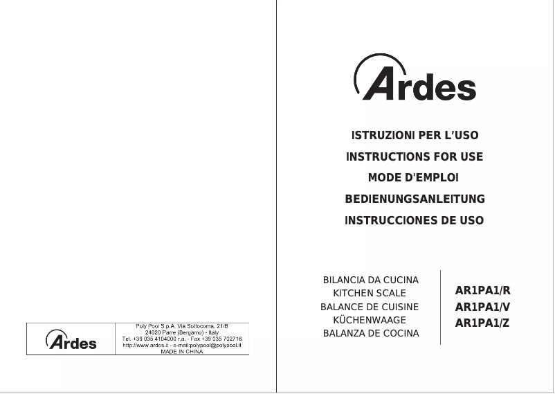 Page 1 de la notice Mode d'emploi Ardes AR1PA1/V