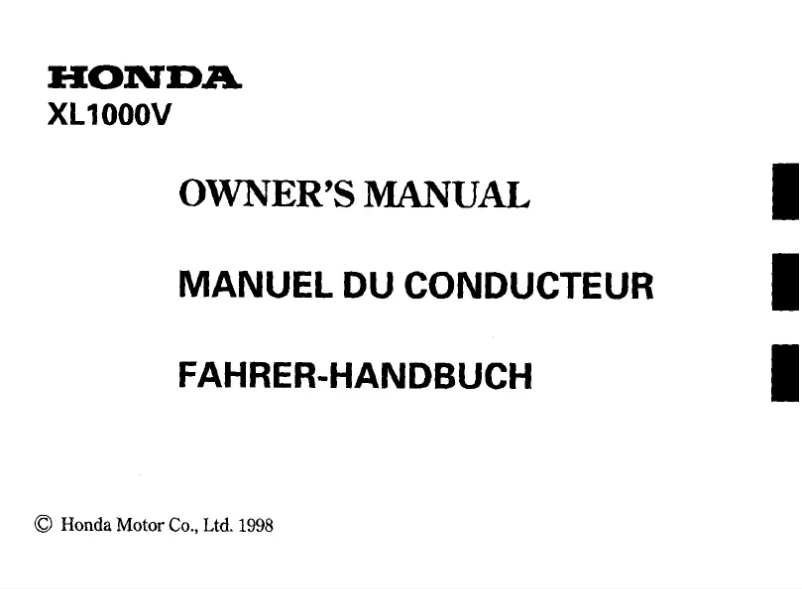 Image de la première page du manuel de l'appareil XL1000V (1998)