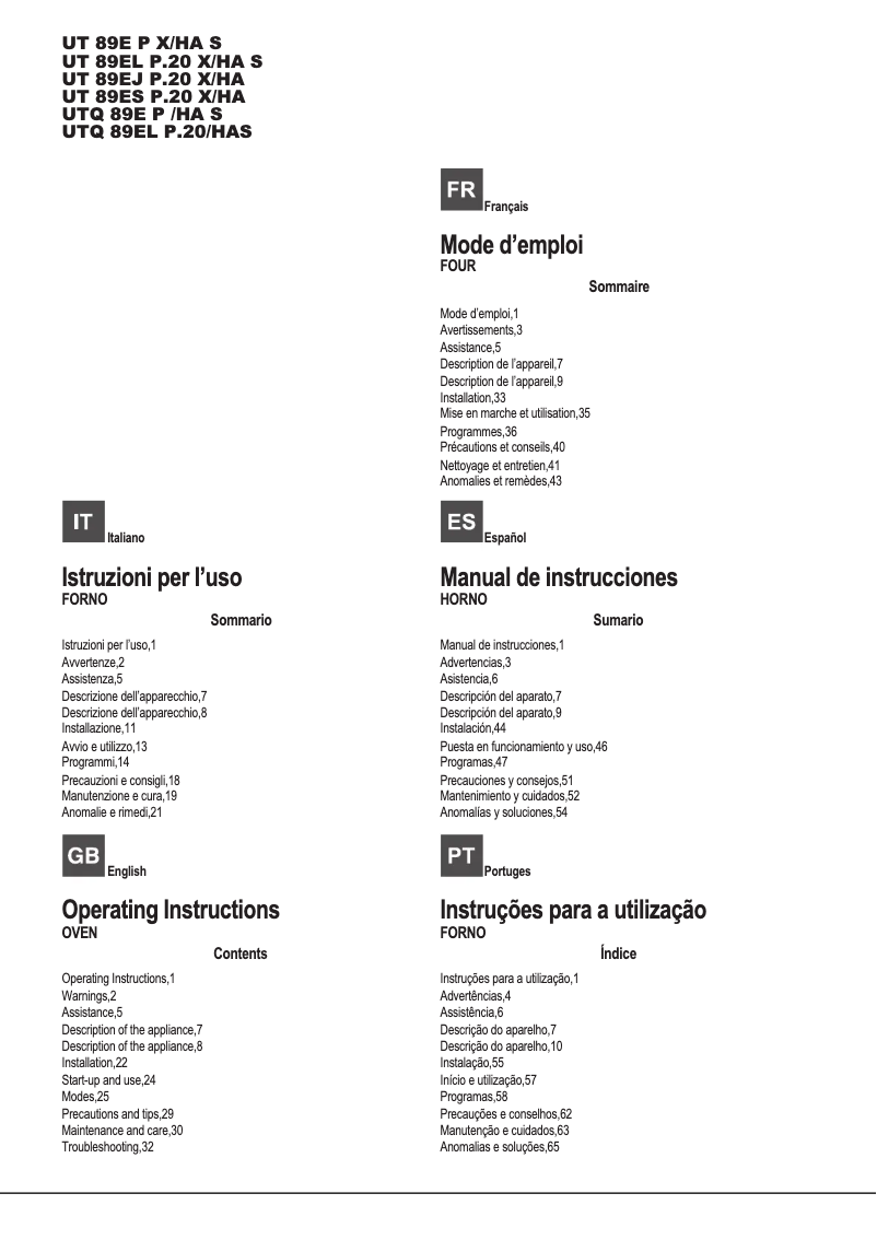 Image de la première page du manuel de l'appareil UT 89E P X/HA S