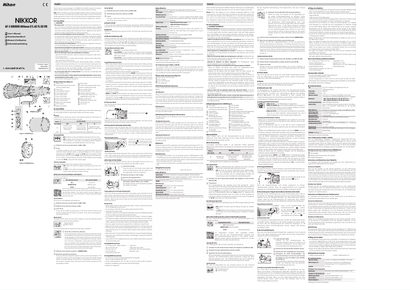 Page 1 de la notice Manuel utilisateur Nikon Nikkor AF-S 800mm f/5.6E FL ED VR