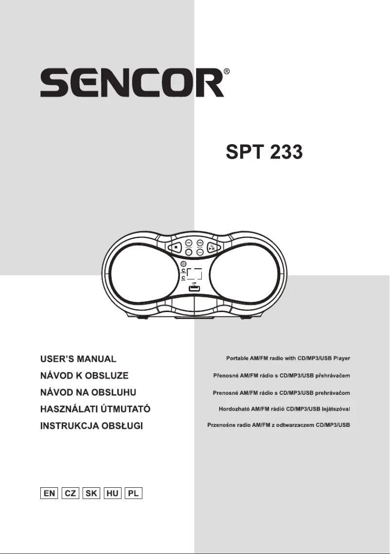 Page 1 de la notice Manuel utilisateur Sencor SPT 233