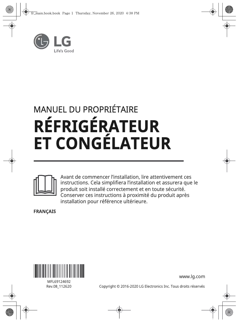 Page 1 de la notice Manuel utilisateur LG GSL361ICEZ