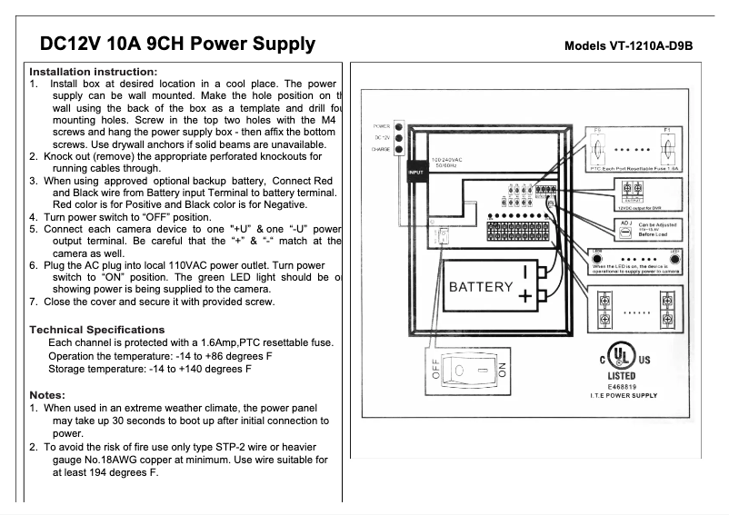 Page 1 de la notice Manuel utilisateur Vitek VT-1210A-D9B