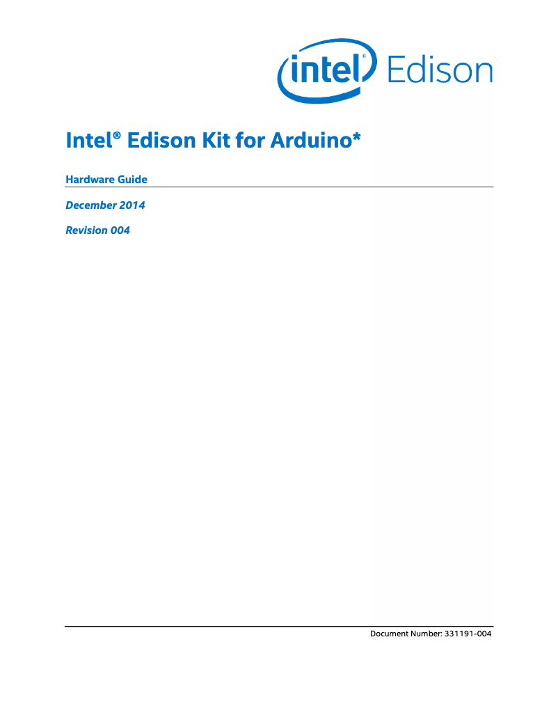 Page 1 de la notice Manuel utilisateur Intel Edison Kit for Arduino